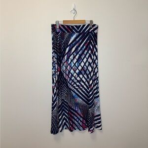 Marble Geometric Patterned Skirt - Blue and Red Size M